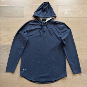 Bylt Premium Basics Drop Cut Hooded Henley Navy Blue Medium